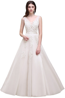 

New Arrival 2018 Simple Wedding Dress White Ivory Applique Tulle Cheap Wedding Dresses Gown