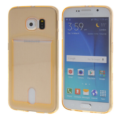 

MOONCASE Case for Samsung Galaxy S6 Flexible Soft Gel TPU Silicone Skin Slim Durable With Card Slot Cover Gold