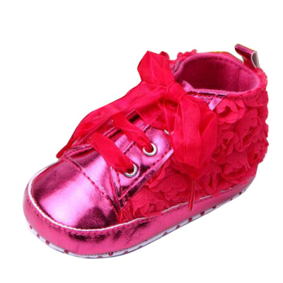 

Rose Flower Baby Girls Lace Soft Crib Shoes Infant Toddler Prewalker Sneakers