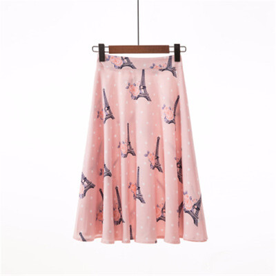 

High Waist Floral Print Women Elegant Skirts Elastic Waist Summer Skirt Casual Party Faldas Mujer Saias