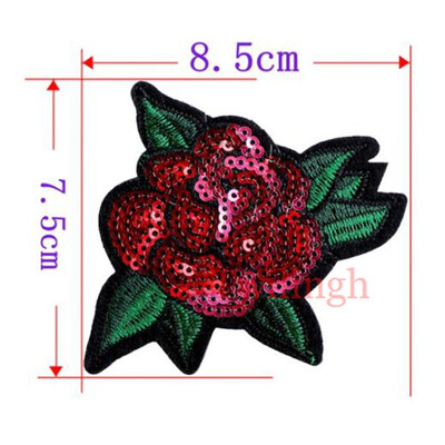 

1 Pc Brand Flower Patches Big Stickers Embroidery 3D Red Rose Applique Motif Applique Garment Women DIY Clothes Wedding Patch