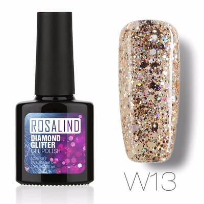 

ROSALIND Gel 1S PBlack Bottle 10ML Diamond Glitter W01-29 Gel Nail Polish Semi Permanent Nail Art UV&LED Soak-Off gel lacquer