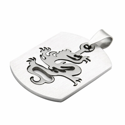 

Hpolw Cool Man Carved Dragon Dog Tag Pendant Stainless Steel - With 23 Inch Chain
