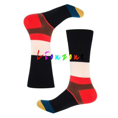 

LIONZONE 2018 Hot Happy Socks Men Women Unisex With Stripes Design Cotton Travertine Casual Crew Socks Funny Gift