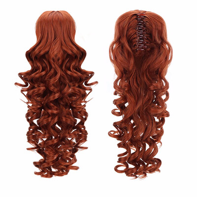 

18" Curly Synthetic Ponytail Wig Hair Extensions Claw On Hairpiece Long Deep Wave Clip In Ponytail Hair Extension Heat Resistant