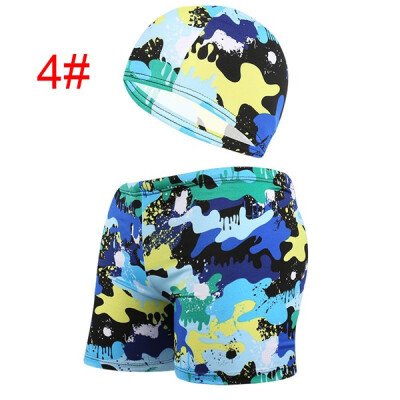 

Men&39s Large Size Swimming Trunks Sports Wear Beach Boxer Shorts with Swimming Cap