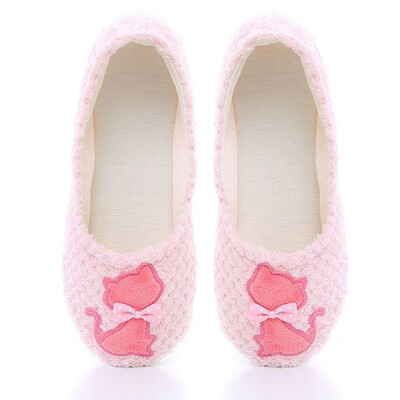 

Qingyi month shoes cotton slippers soft bottom non-slip winter warm home slippers pregnant women shoes cat pink 38-39