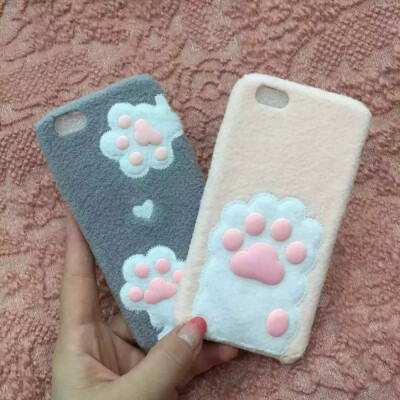 

Fashion Phone Case Lovely Soft 3D Cartoon Plush Lint Cat Claw Print Phone Case Cover For Apple iPhone 6 6s 6plus 6s plus