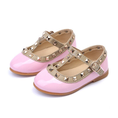 

Top Selling Girls PU Lather shoes fashion flat with girls princess shoes for girls rivet dance shoes