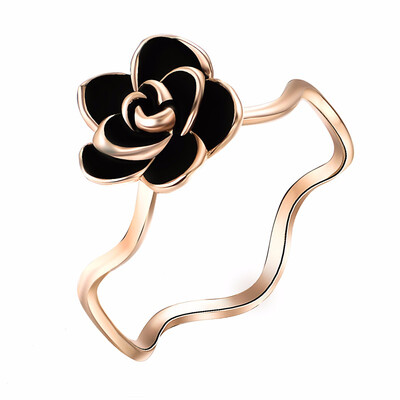

Yoursfs Black Rose Ring Dripping Oil Style Womens Fashion Jewelry Cubic Zirconia Rings for Gift