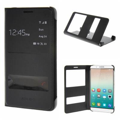 

MOONCASE for Huawei Honor 7i Case Premium PU Leather Pouch Flip Case Cover Black