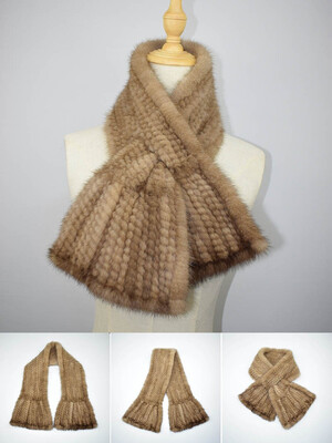 

MSMinShu Hand Knitted Mink Fur Scarf Fashion Real Fur Scarf Wraps Woven Women Neck Warmer Luxury Mink Fur Shawl Winter Scarf