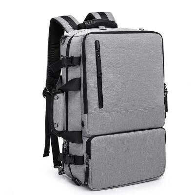 

Functional 17 Inch Laptop Travel Men Women Backpack Large Capacity Men Luggage Shoulder Bags Gray Leisure Backpacking