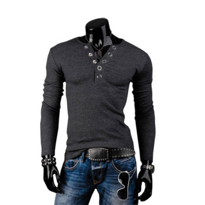 

Zogaa New Men's T-shirt Long Sleeve V-neck Slim