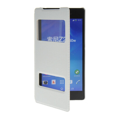 

MOONCASE View Window Leather Side Flip Pouch Stand Shell Back ЧЕХОЛ ДЛЯ Sony Xperia Z2 White