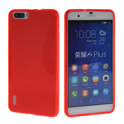 

MOONCASE S - Line Soft Flexible Silicone Gel TPU Skin Shell Back Case Cover for Huawei Honor 6 plus 6X Red