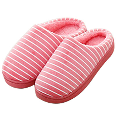 

Green cotton slippers non-slip bottom winter warm home slippers couple models womens section horizontal strip half foot 38-39