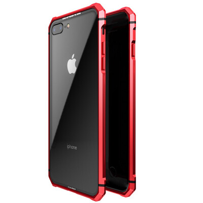

Original LUPHIE Phone Case For iPhone 7 8 Plus Metal Aluminum Frame 9H Tempered Glass Back Cover Shockproof Case