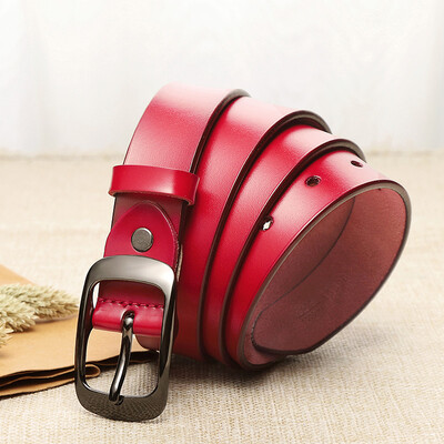 

Italian kangaroo LALPINA ladies belt simple pin buckle leather belt female fashion trend decoration wild thin waist pants with red 682081001