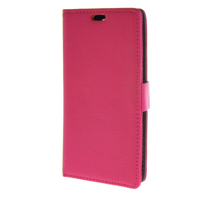 

MOONCASE Litch Skin Leather Card Slot Wallet Bracket Back Case Cover for LG Magna H520F H500F Hotpink