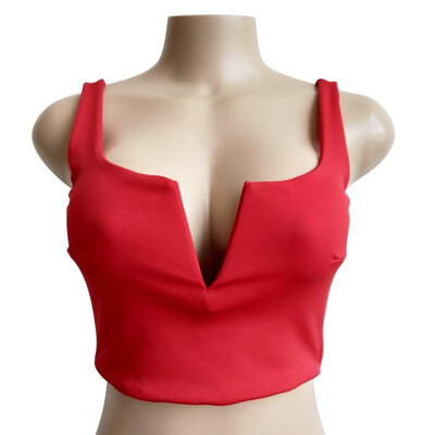 

New Slim V Neck Sexy Short Top Sleeveless Mini Vest Tank Top Blouse