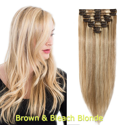

40-60cm 8pcsset 1618202224" 100 human Hair Extensions Natural Straight Clip In Hair Extentions Soft Reusable