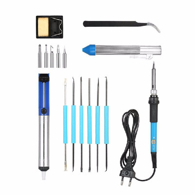 

16 in 1 Soldering Tools Kit 60W 220V EU Plug Adjustable Temperature Welding Soldering Iron 5pcs Soldering Tips Desoldering Pump As