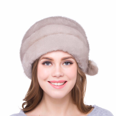 

Winter Womens Mink Fur Hat Warm Stripe Personality Design Handmade Genuine Fur 2018 New Discount Street Fashion Ball Decoration