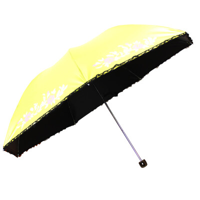 

Jingdong supermarket] paradise umbrella walk pastoral black polyester color plastic three fold pencil sunny umbrella sun umbrella green 33015E