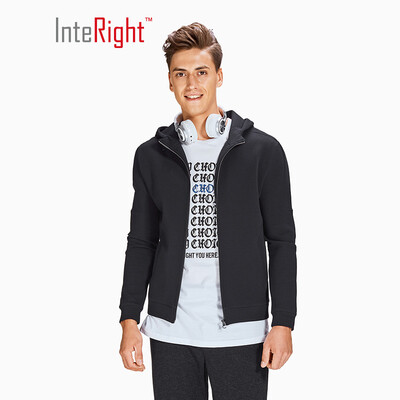 

INTERIGHT Sweater Mens Simple Business Casual Jacket Hooded Jacket Black