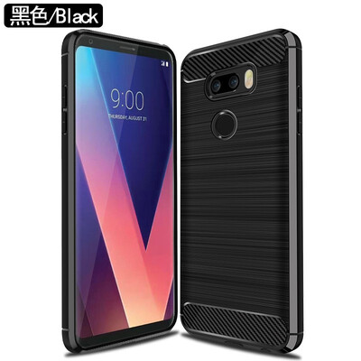 

Fivice LG V30 case Brushed carbon fiber silicone anti-fall soft shell phone case