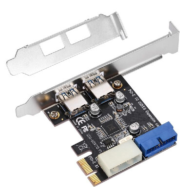 

SuperSpeed 2-Port USB 30 PCI-E PCI Express 19-pin USB30 4-pin IDE Connector Low Profile C1740 Connecting line