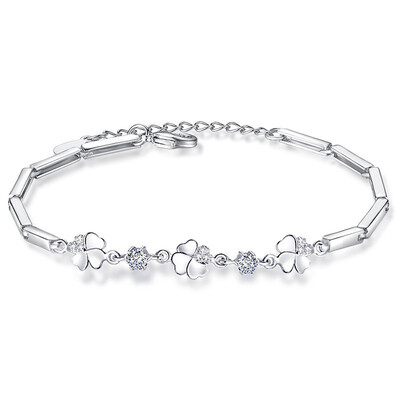 

Cubic Zirconia Four Leaf Clover Charm Bracelets For Women Korea Trendy Jewelry WHBG57