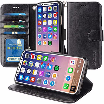 

iPhone X Wallet Case PU Leather Flip Wallet Case Cover for iPhone X - BlackiPhone X wallet case detachable