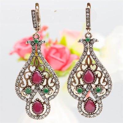 

SUNSPICE MS Long Indian Earring Retro Vintage Jewelry For Women Hook Dangle Earrings Drop Water Resin Fashion Wedding Gifts 2018