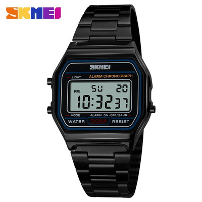 

SKMEI Mens Fashionable Casual LED Watch Man Digital Wrist Watch Stainless Steel 30 m Waterproof Men Watch masculino Relojes 1123