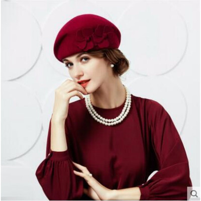 

New Women Winter Sweet Elegant Hat Lady Europe&United States Party Cap Joker Wool Hat England Youth Leisure Cap B-4810