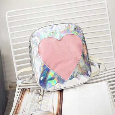 

2018 Fashion Spring&Summer New Laser Shoulder Bag Multicolored Heart Backpack Travel Bag
