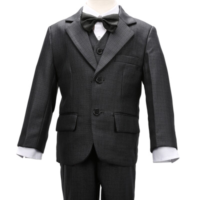 

Nimble Little Boys Grey Small Grid Formal Suit Set With Plastic Button Shirt&Tie Size 2-13100 Polyester