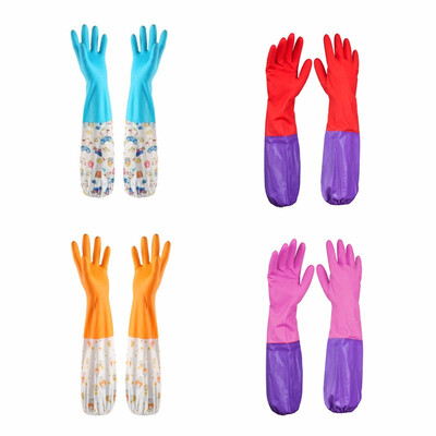

Long Sleeve Kitchen Antiskid Waterproof Household Glove Warm Dishwashing Glove Water Dust Stop Cleaning Latex Rubber Gloves