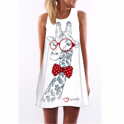 

Chiffon Summer Dress Floral Print Boho Dresses For Women Casual Beach Sleeveless Sundress