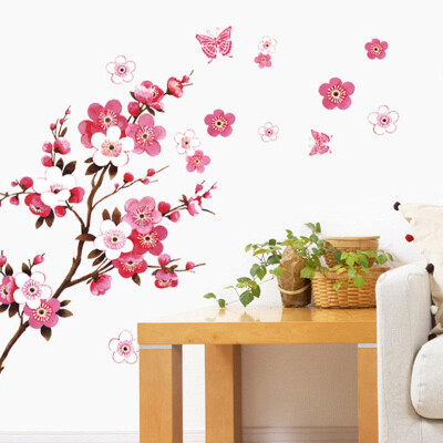 

Room Peach Blossom Flower Butterfly Wall Stickers Vinyl Art Decals Decor Mural