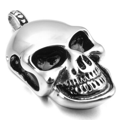 

Hpolw Mens Stainless Steel Pendant Necklace Silver Skull Gothic Polished -with 23 inch Chain