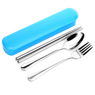 

Jia Chi portable stainless steel chopsticks spoon fork tableware four sets blue JC-X1931