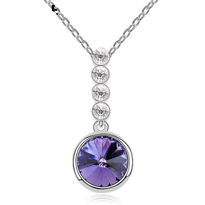 

Fashion Jewelry Circle Crystal Necklaces for Women Made with Crystal from Austria Elements White Gold Plated 10356