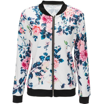 

Fashion Women Biker Camo Floral Print Bomber Jacket Cool Coat Outwear