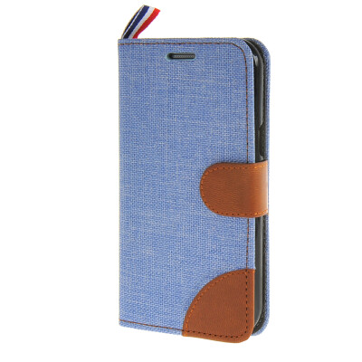 

MOONCASE Denim Style Flip Wallet Card Pouch Bracket Back Case Cover for Samsung Galaxy J1 Blue