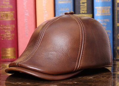 

Winter Men Genuine Leather Hat Adult Sheepskin Baseball Caps Fashion Ear Protection Warm Headgear Cap Visors Hat B-7287