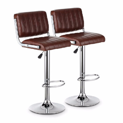 

IKayaa 2PCSSet of 2 Modern PU Leather Swivel Bar Stools Height Adjustable Pneumatic Counter Pub Chairs Heavy-Duty