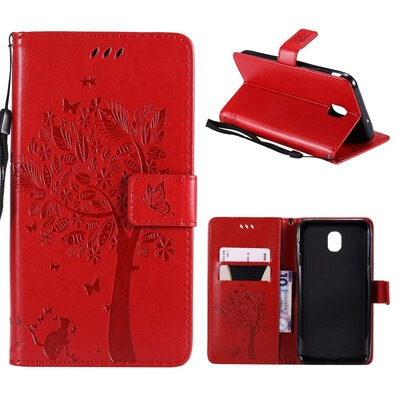 

MOONCASE Samsung Galaxy J7 2018 Embossed Cat&Bark Cover - Red